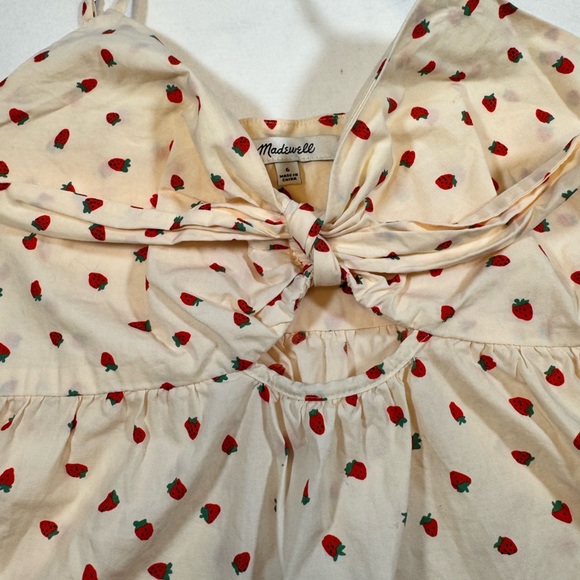 Madewell Worn-Once Women’s Adjustable Strawberry & Cream Top with Bow & Cutout - Picture 5 of 9